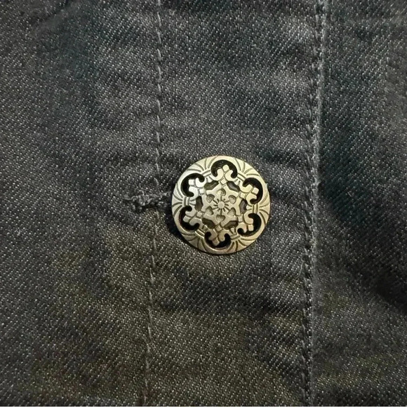 Chico’s Dark Denim Jacket Embroidered Sequins Artsy 2 Large - Picture 2 of 5